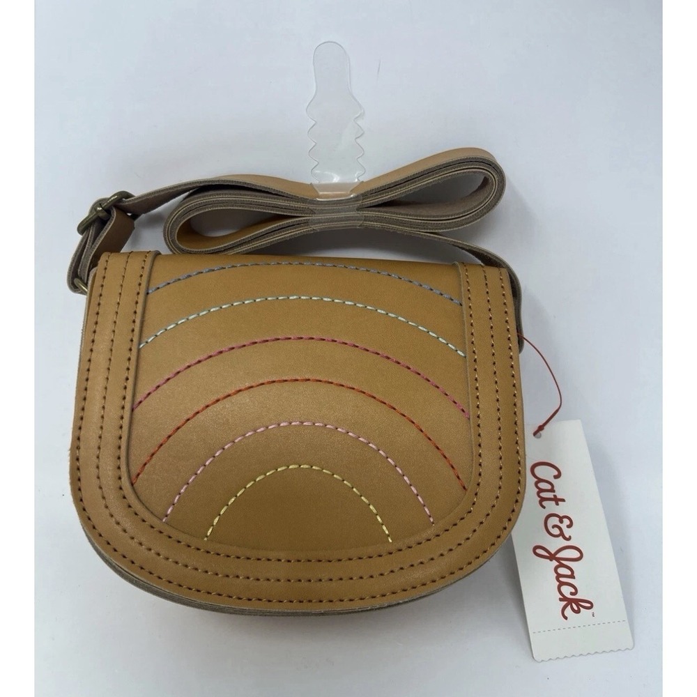 Cat‎ & Jack Girl's Rainbow Crossbody Leather Bag 6.5" x 5" Magnetic Close NEW